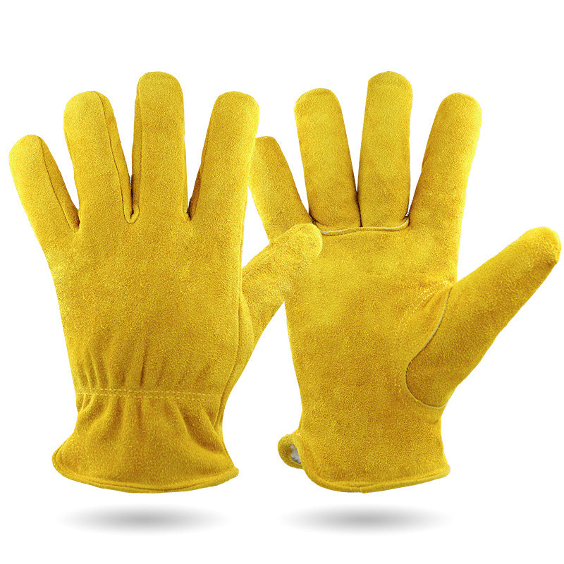 Durable Yellow Cowhide Leather Work Gloves