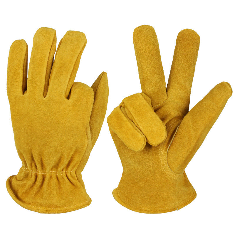 Durable Yellow Cowhide Leather Work Gloves