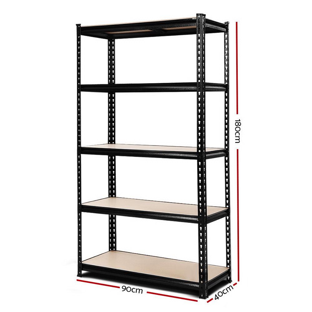 1.8M 5-Tier Heavy Duty Steel Shelving Unit - Black
