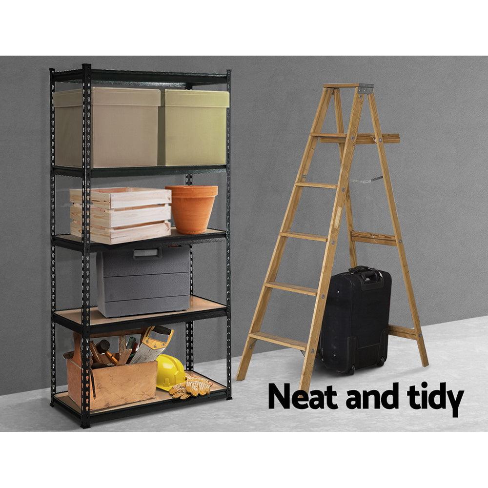 1.8M 5-Tier Heavy Duty Steel Shelving Unit - Black
