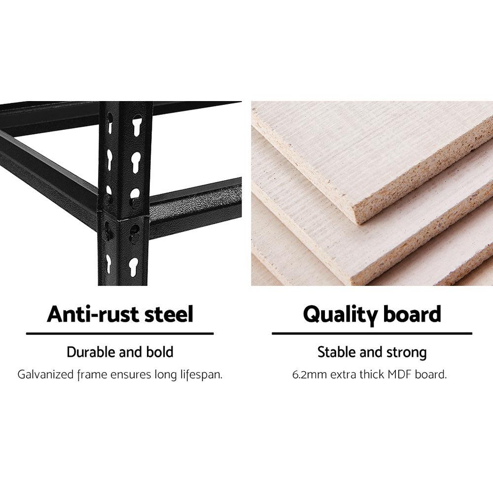 1.8M 5-Tier Heavy Duty Steel Shelving Unit - Black