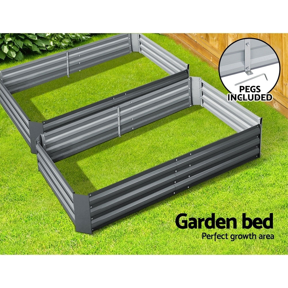 2PCS Galvanised Steel Raised Planter Garden Bed