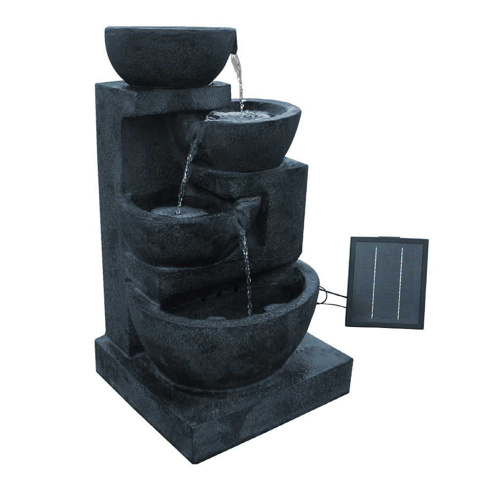 4 Tier Solar Powered Water Fountain with Light (Blue)