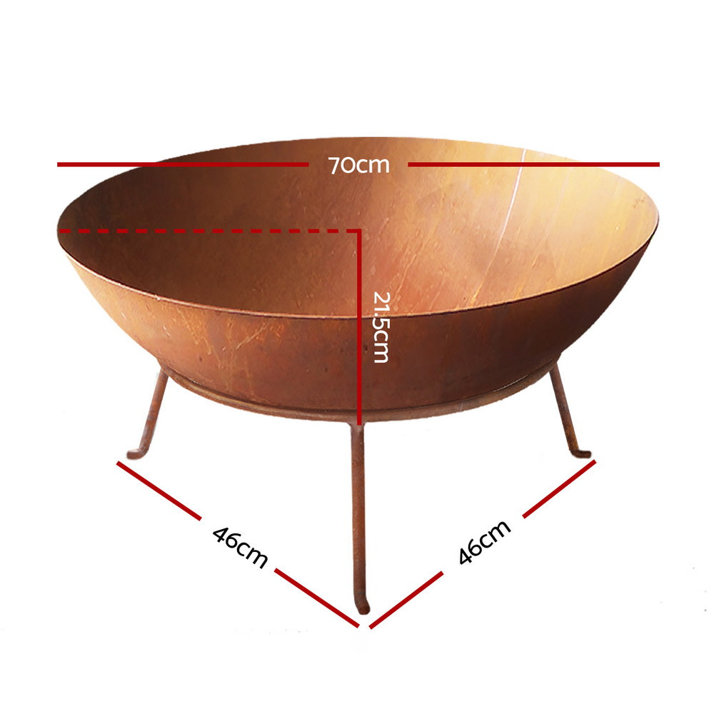 Large Rustic Fire Pit Bowl — 70 cm